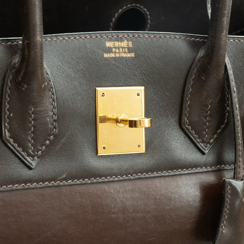 HERMES バーキン30 ダークブラウン ボックスカーフ アマゾニア ゴールド金具 □C刻印の写真