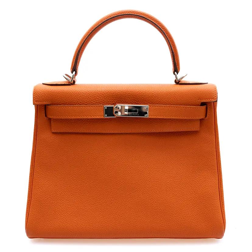 HERMES ケリー28 オレンジ トゴ シルバー金具 □L刻印の写真