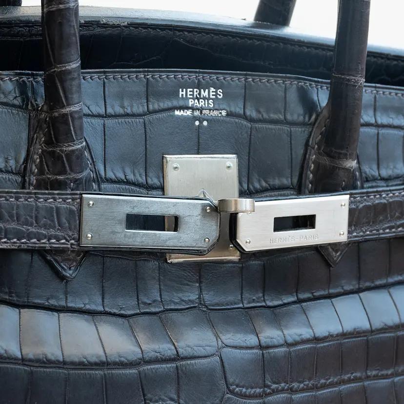 HERMES バーキン30 ブルーアビス ニロティカスマット マットシルバー金具 □E刻印の写真