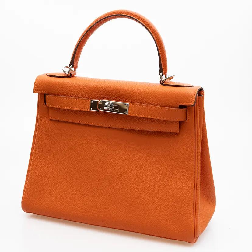 HERMES ケリー28 オレンジ トゴ シルバー金具 □L刻印の写真